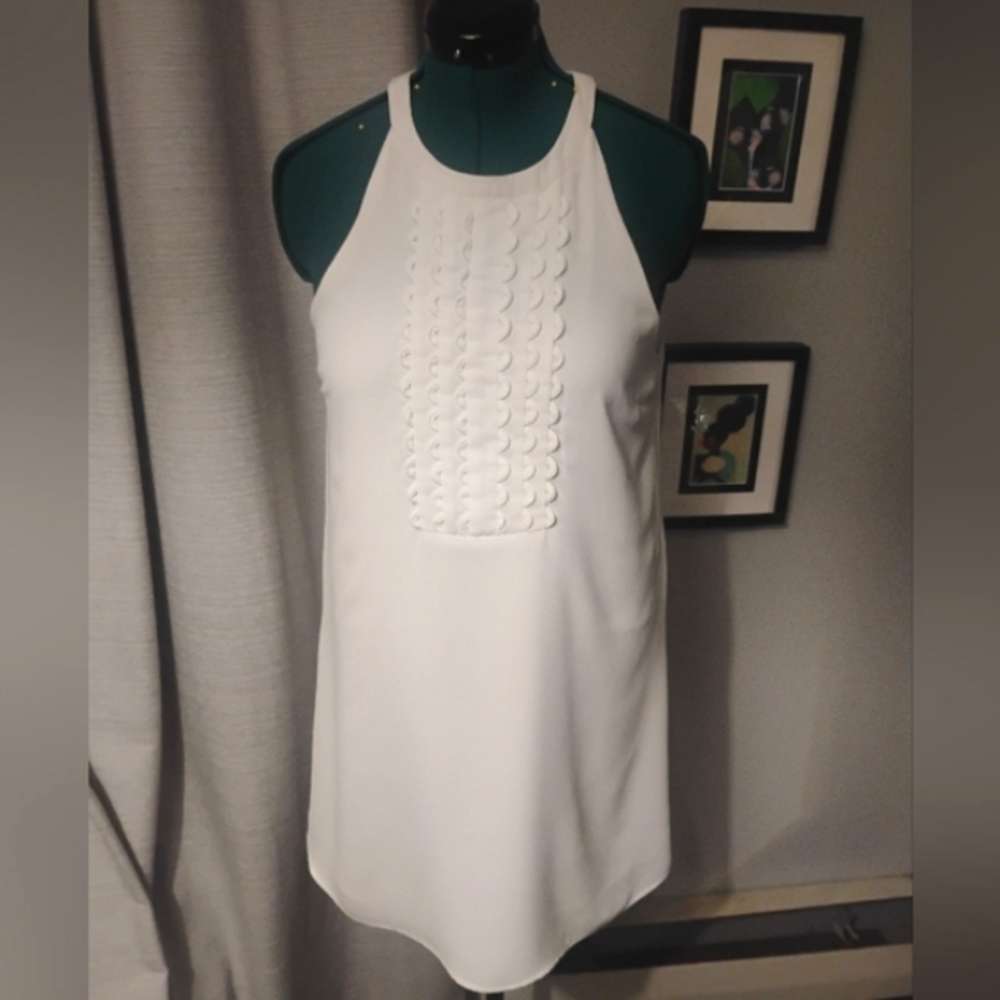 Aqua White Bib A Line Dress Sz L NWT